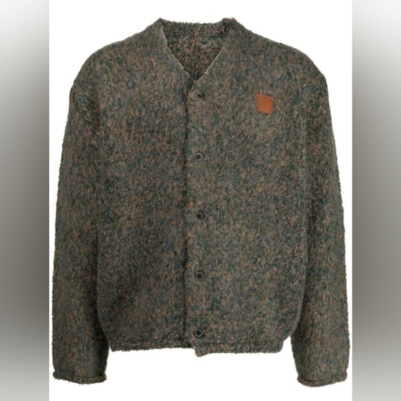 Ader Error logo-patch knit cardigan Green Large New With Tags - Picture 6 of 7